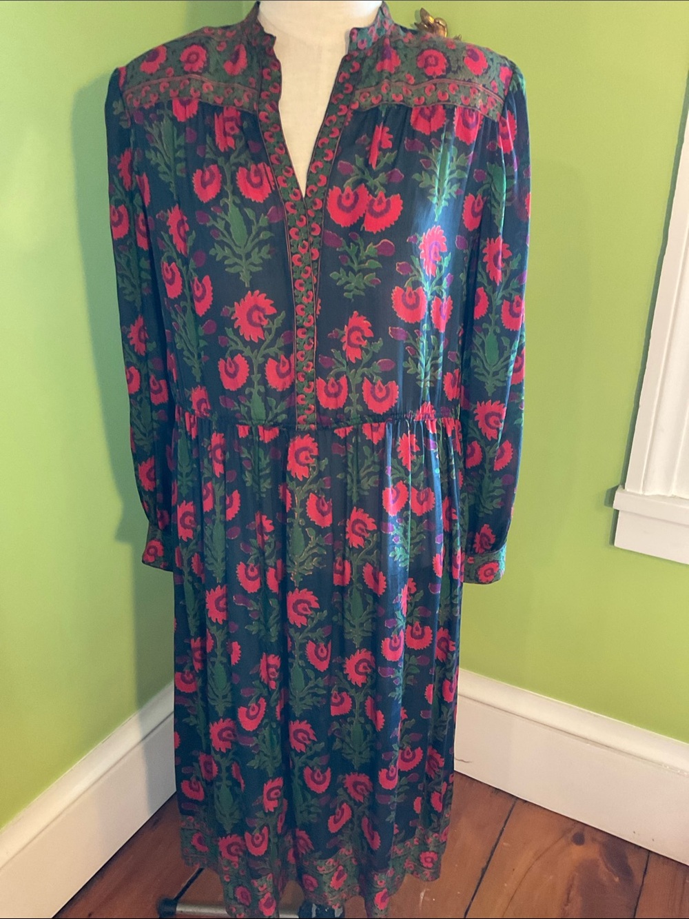 Judith Ann for Heiser-Egan vintage 80s block print silk dress - Picture 3 of 8